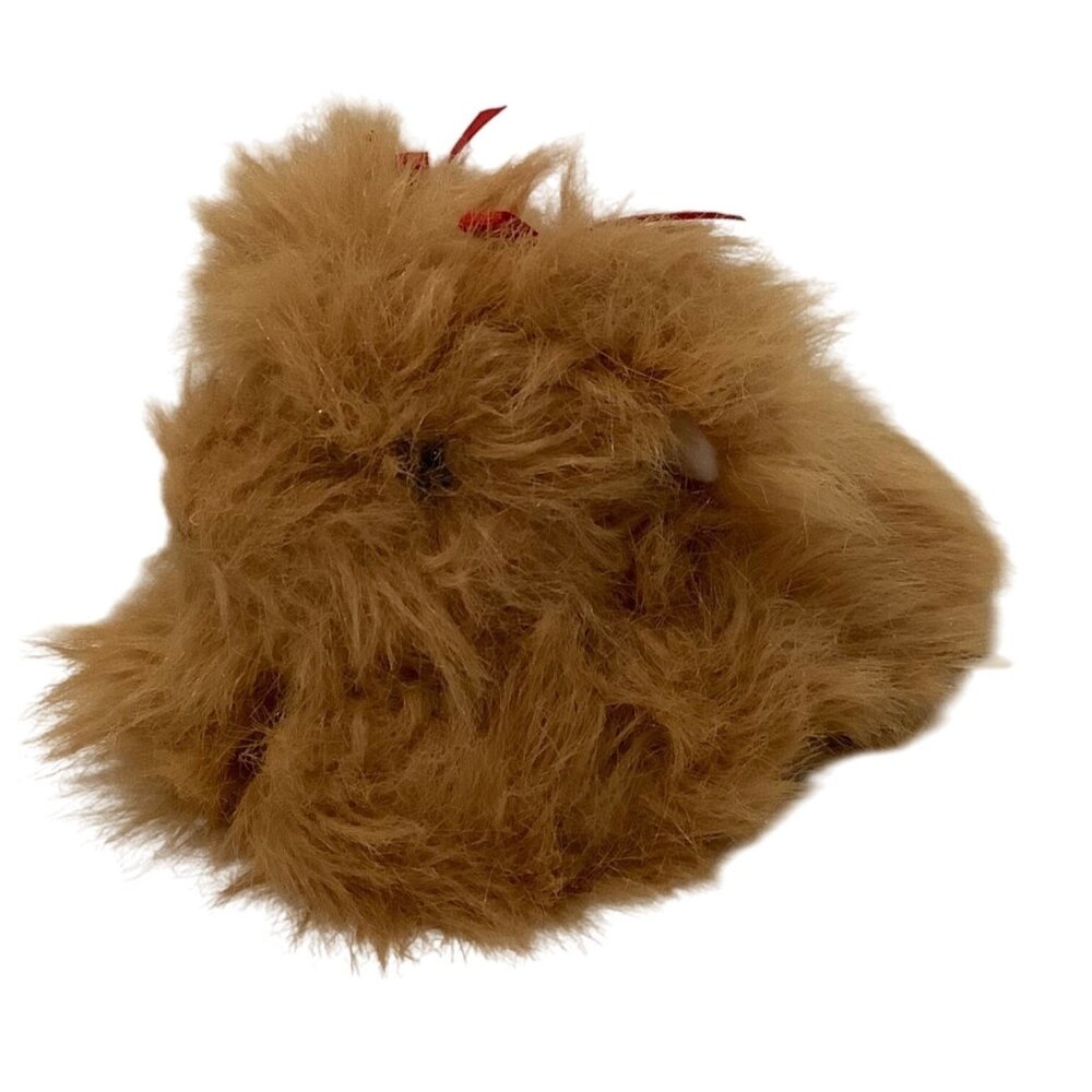 Vtg Cuddle Wit Brown Plush Dog Stuffed Animal With Red Bows 11" Soft Fuzzy‎